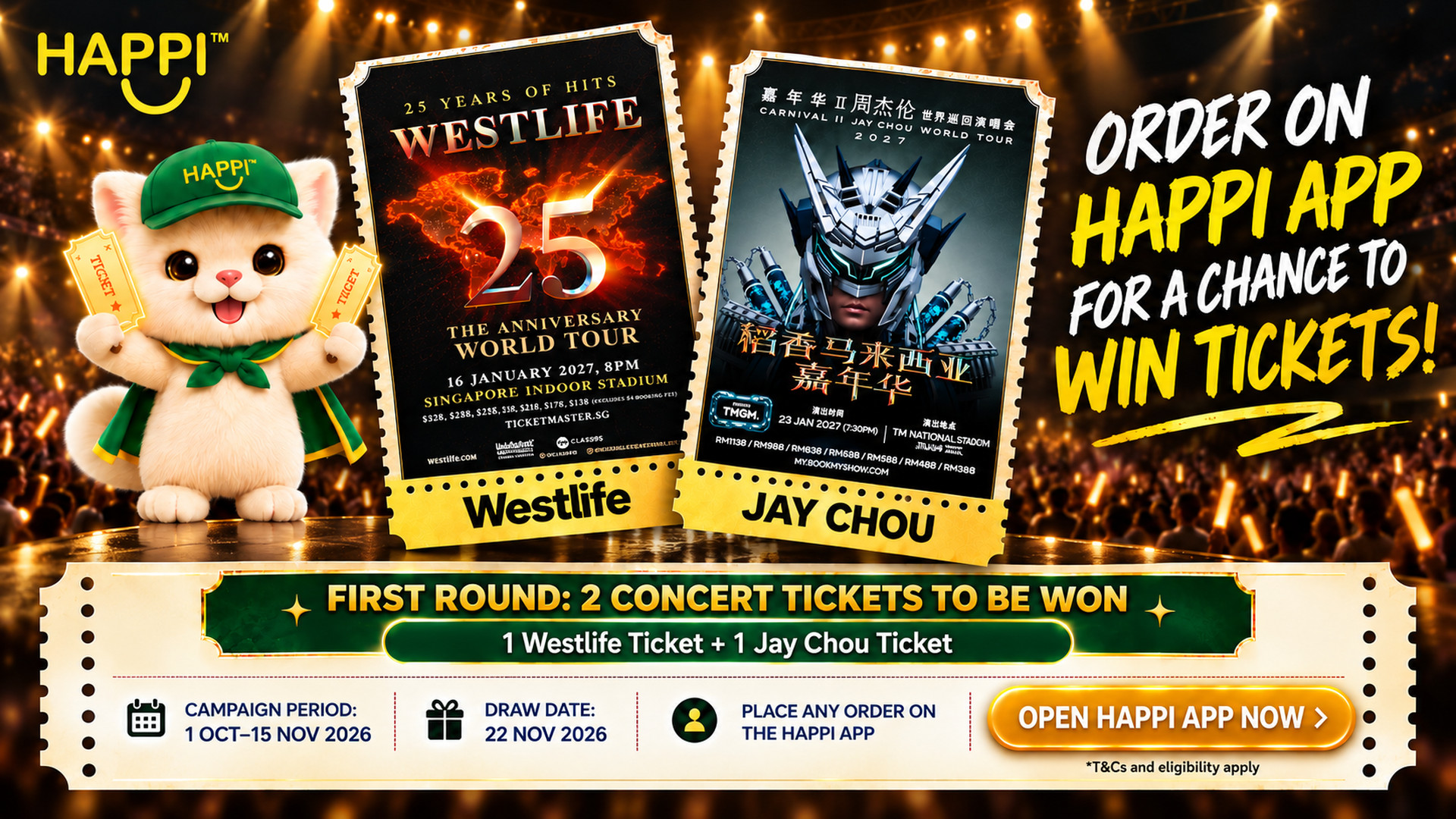 Order on HAPPI App & Stand a Chance to Win Concert Tickets!